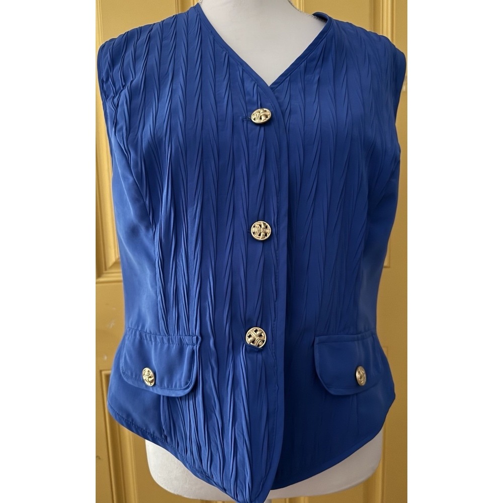 Howard Wolf DALLAS Vest Career Blue Gold Buttons Size Large Packable Made In USA